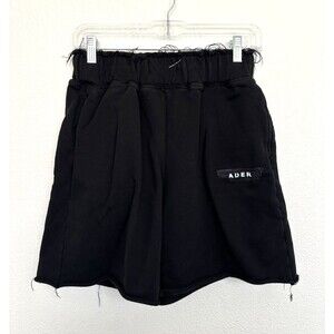 Ader Error Distressed Sweat Shorts Cotton Black High Rise Korea Womens Medium A2
